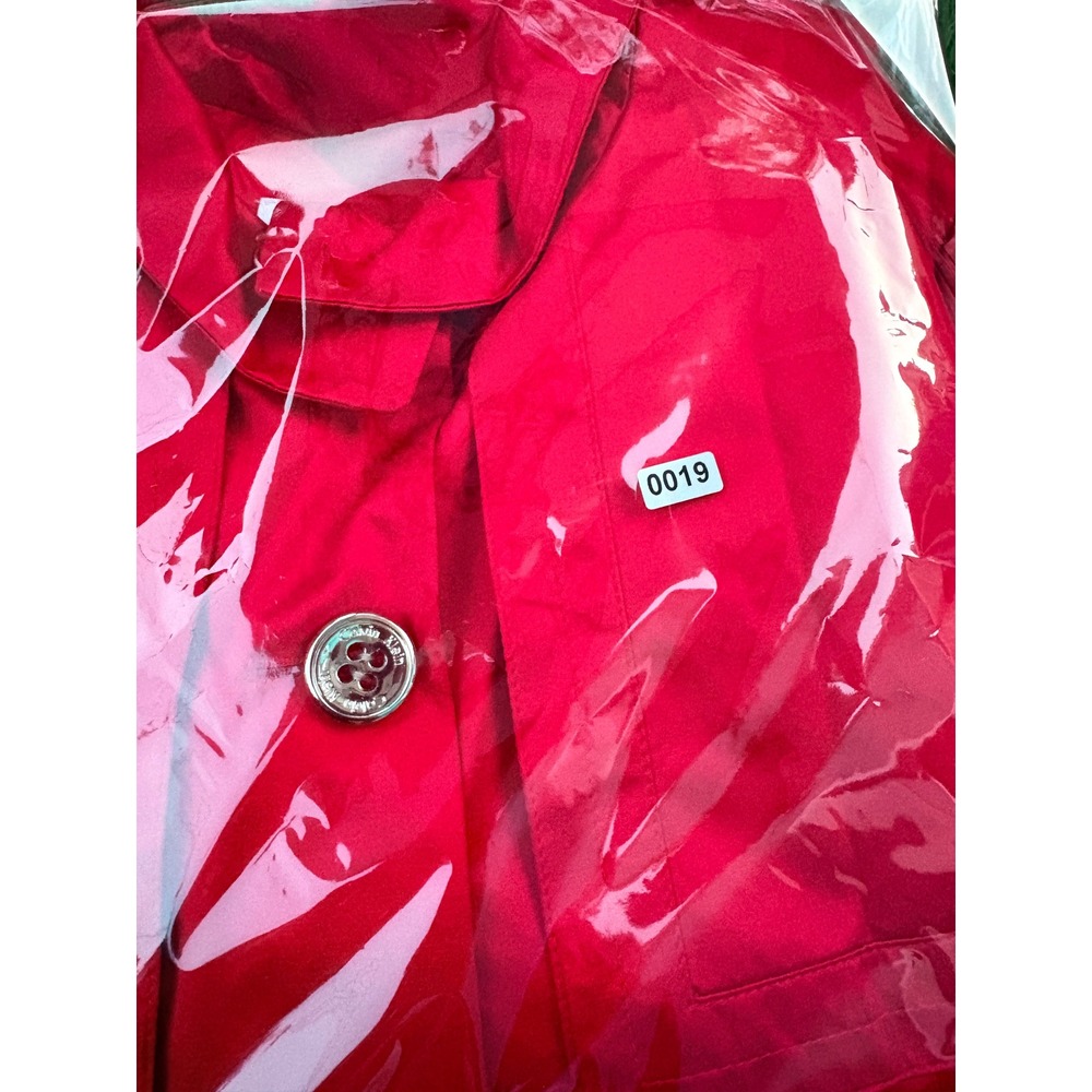 Calvin Klein Dopamine Red‎ Single Breasted Trench Coat Geometric Lining Size L - Picture 8 of 8